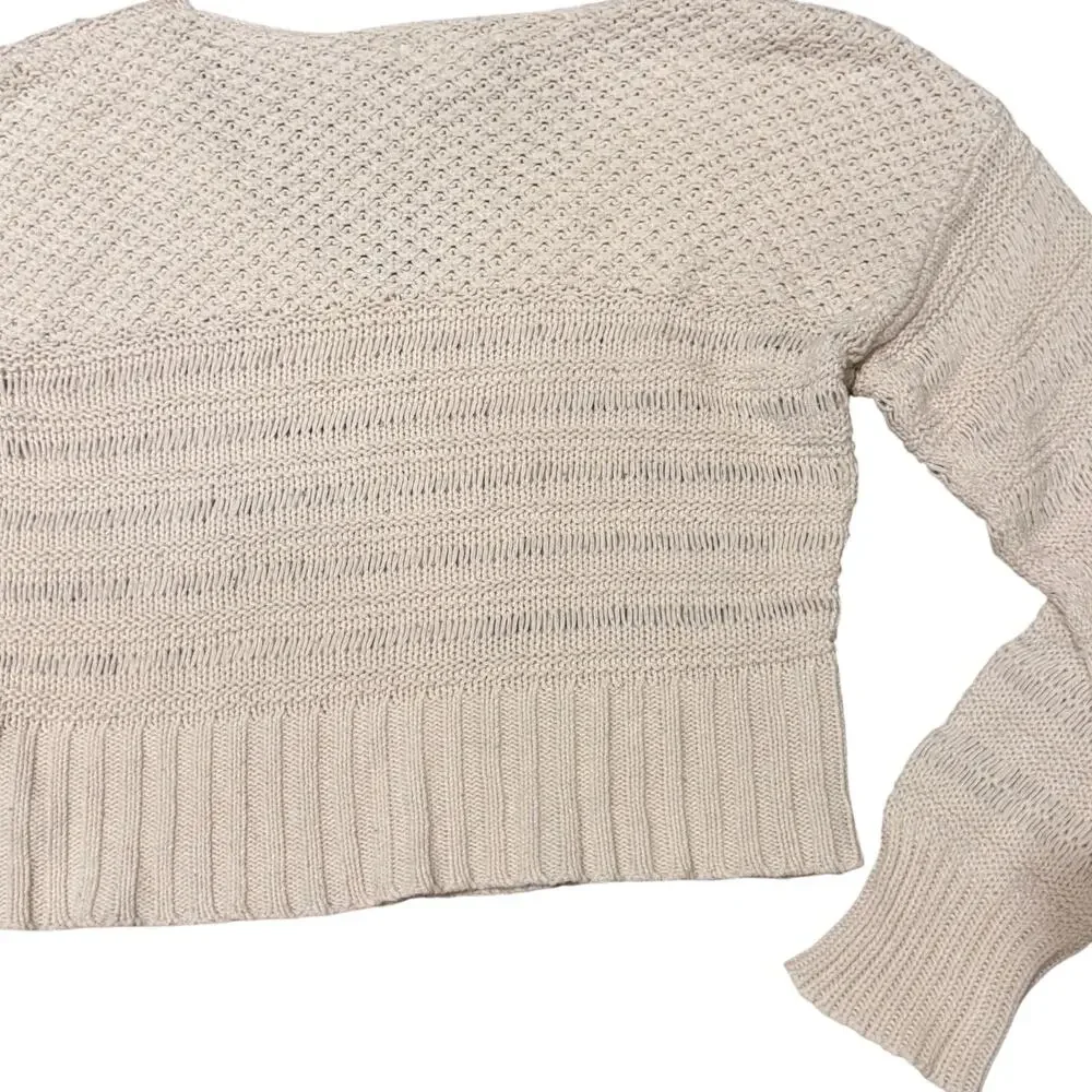 American Eagle Cream Chunky Knit V-Neck Sweater Size XS Cozy Cottagecore